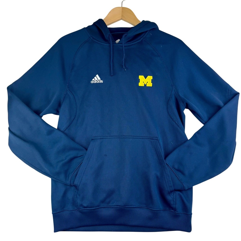 Adidas Michigan Wolverines ClimaWarm Hoodie Mens XS Navy‎ Blue Pullover Fleece
